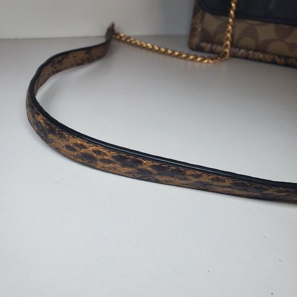 Coach Klare Chain Crossbody Monogram Lt. Khaki Canvas Faux Snake City Girl - Picture 12 of 12